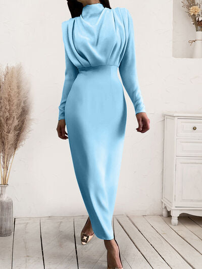 Ruched Turtleneck Long Sleeve Dress | Trendsi