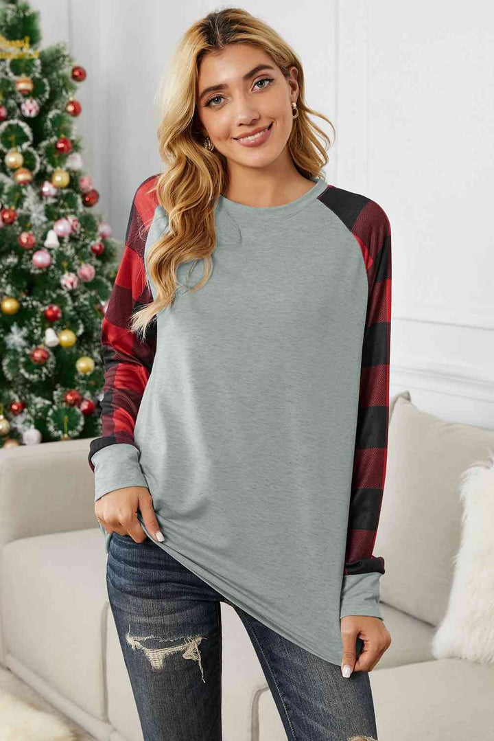 Christmas Buffalo Plaid Long Sleeve Sweatshirt |1mrk.com