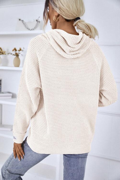 Drawstring Long Sleeve Hooded Sweater |1mrk.com