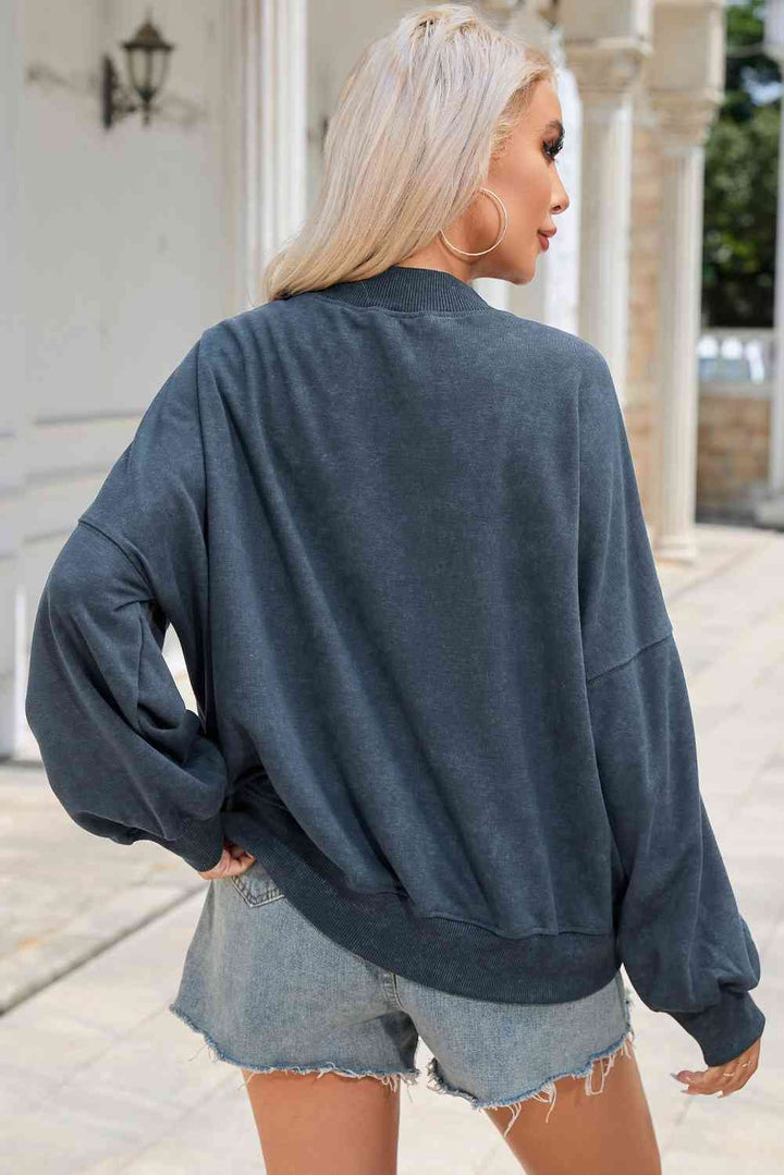 Round Neck Dropped Shoulder Sweatshirt |1mrk.com