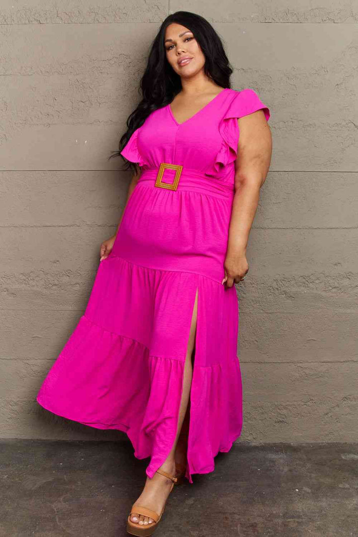 GeeGee Fancy Fizz Plus Size Tiered Side Slit Maxi Dress | 1mrk.com