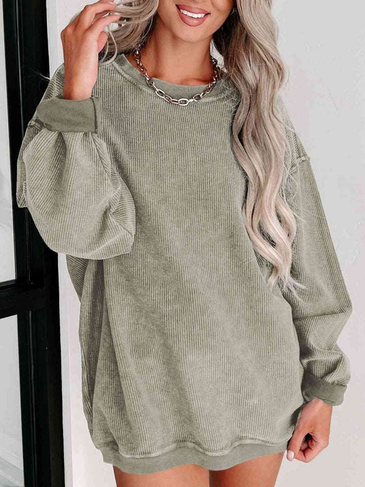 Round Neck Dropped Shoulder Sweatshirt |1mrk.com