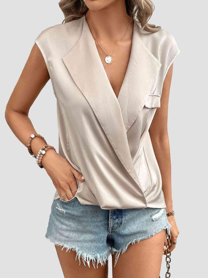 Surplice Neck Sleeveless Tank Top | 1mrk.com