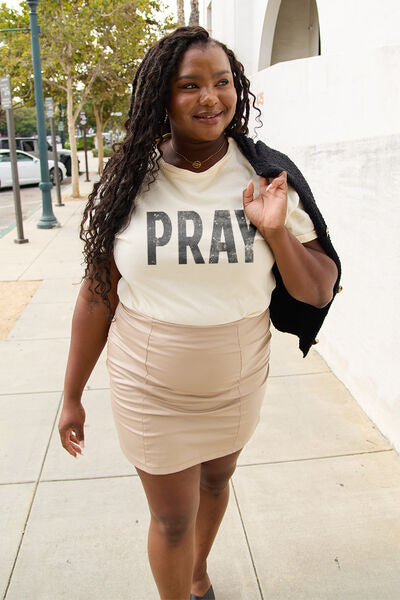 Simply Love Full Size PRAY Round Neck T-Shirt | Trendsi