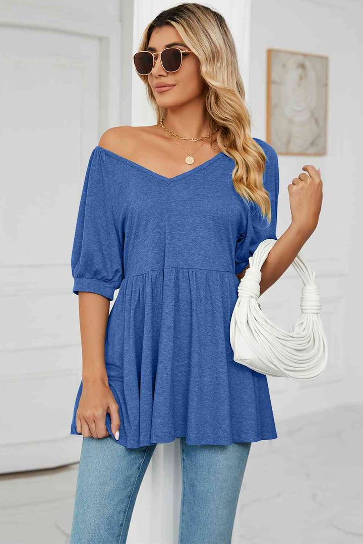 V-Neck Babydoll Top | 1mrk.com