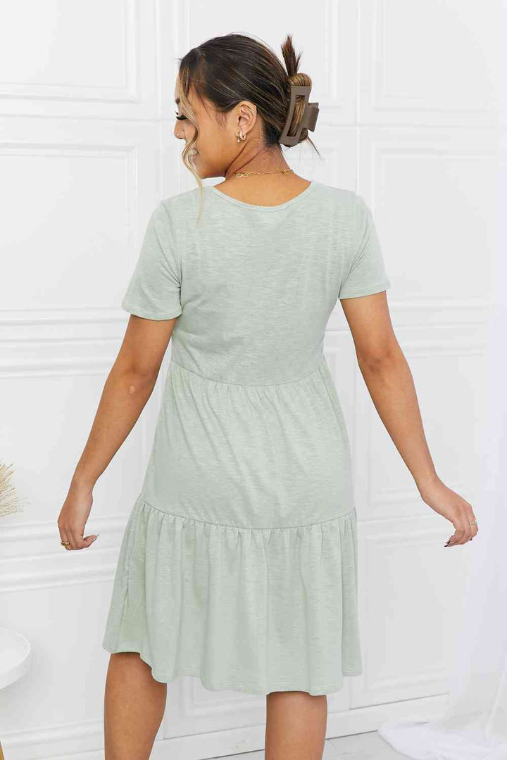 BOMBOM Short Sleeve Round Neck Tiered Tee Dress | 1mrk.com