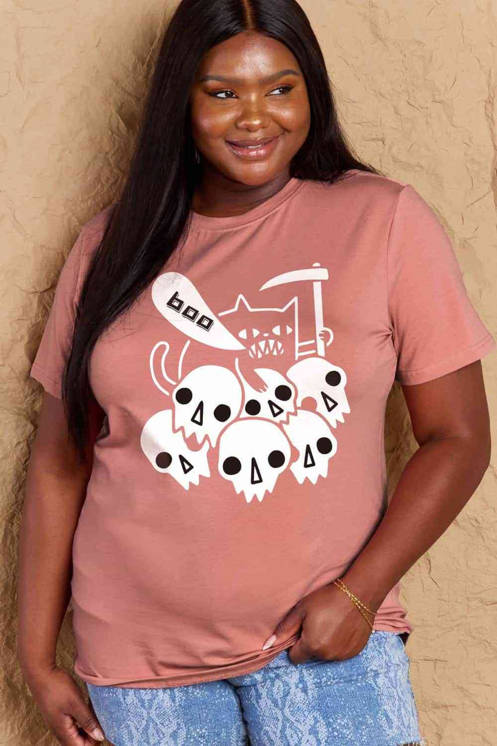 Simply Love Full Size Graphic BOO Cotton T-Shirt | 1mrk.com