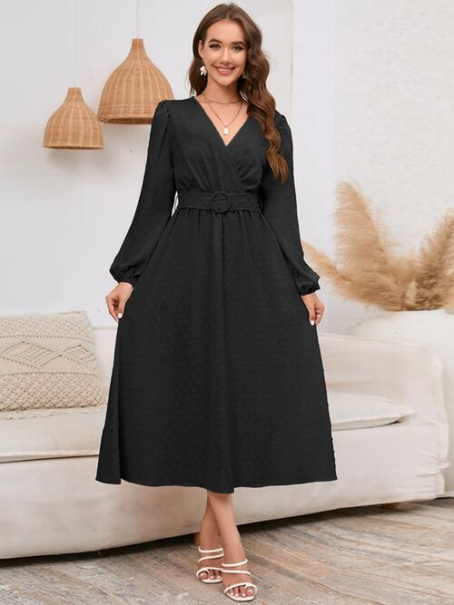 Surplice Balloon Sleeve Dress |1mrk.com