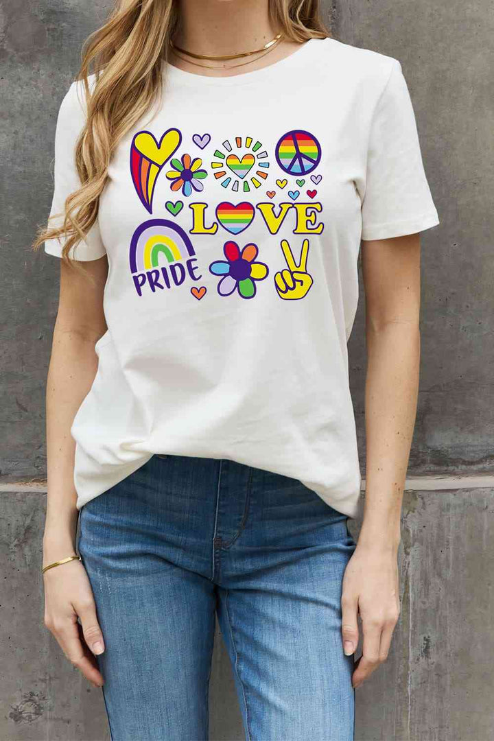 Simply Love Full Size LOVE PRIDE Graphic Cotton Tee | 1mrk.com