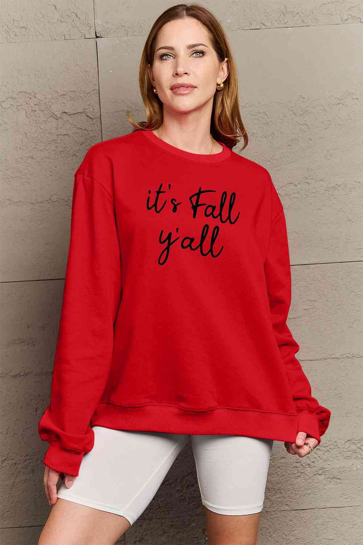 Simply Love Full Size IT'S FALL Y'ALL Graphic Sweatshirt |1mrk.com