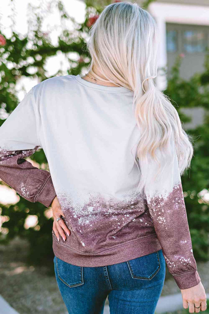 Printed Round Neck Long Sleeve Sweatshirt |1mrk.com