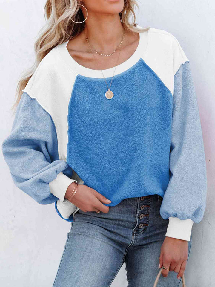 Color Block Exposed Seam Sweatshirt |1mrk.com