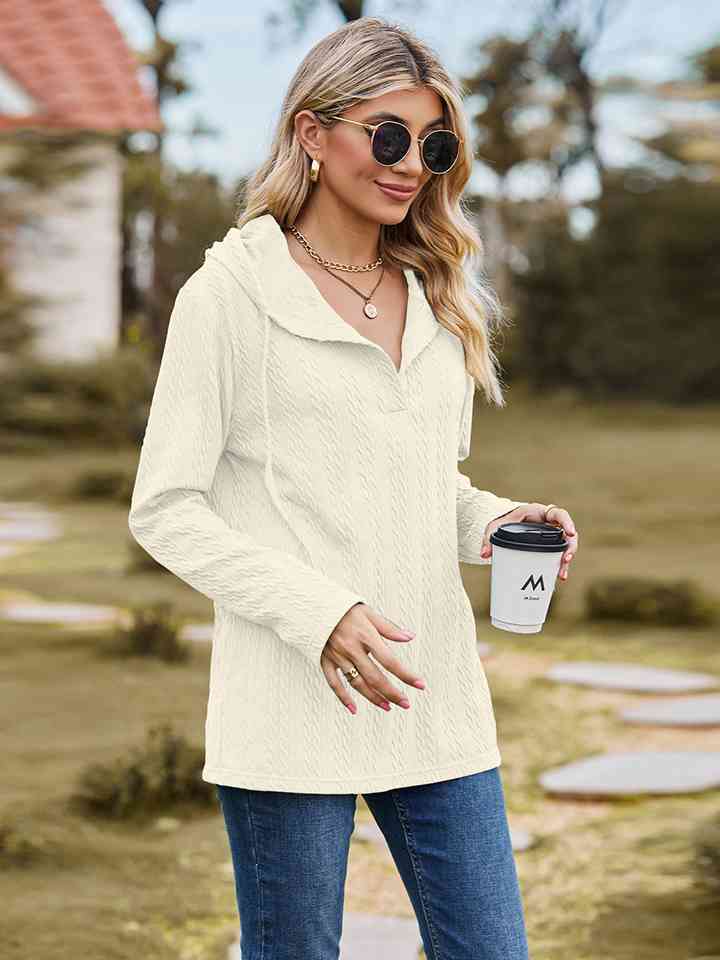 Cable-Knit Hooded Blouse |1mrk.com