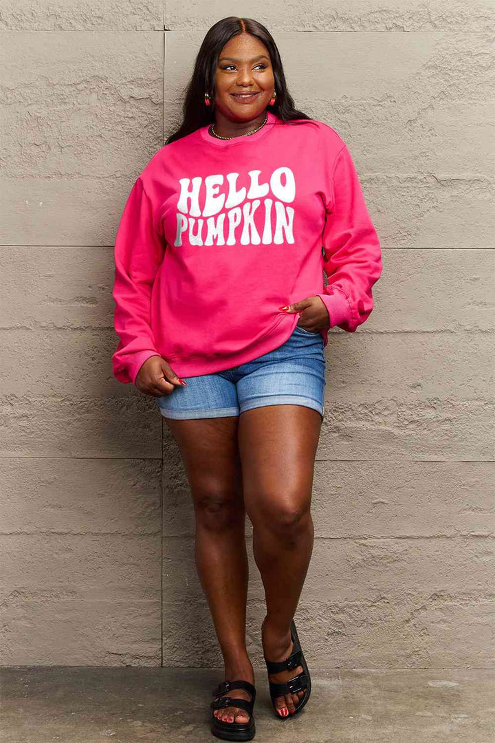 Simply Love Full Size HELLO PUMPKIN Graphic Sweatshirt |1mrk.com