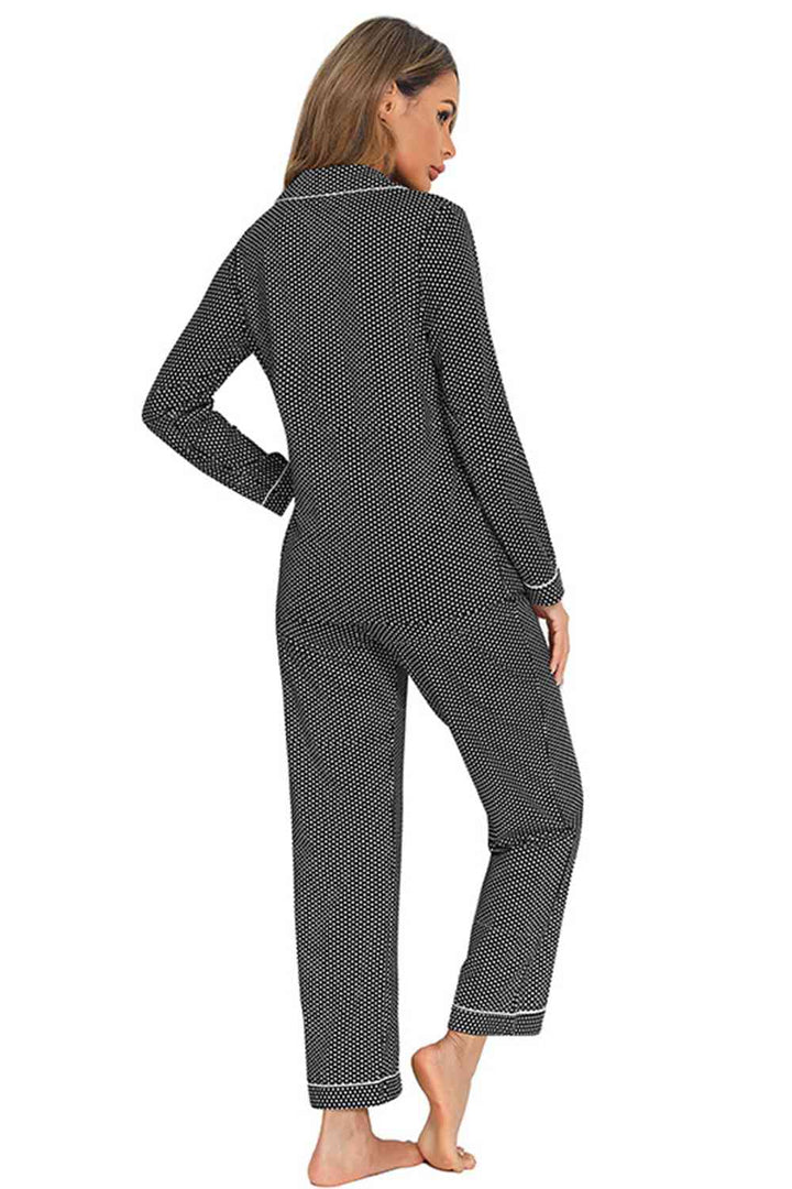 Collared Neck Loungewear Set with Pocket | 1mrk.com