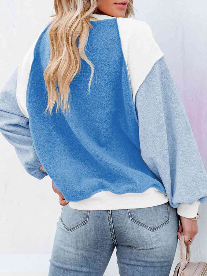 Color Block Exposed Seam Sweatshirt |1mrk.com