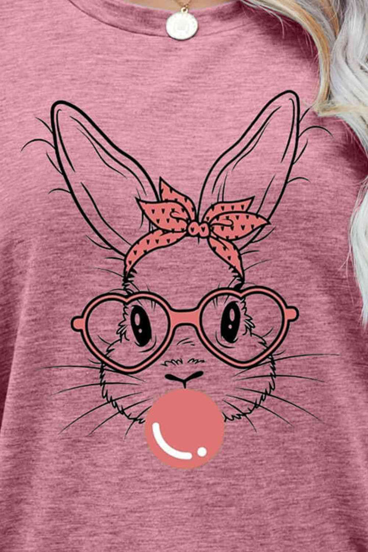 Easter Bunny Graphic Round Neck T-Shirt | 1mrk.com