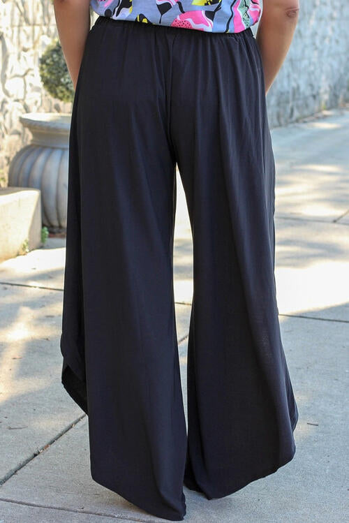 Plus Size Tie Front Wide Leg Pants |1mrk.com
