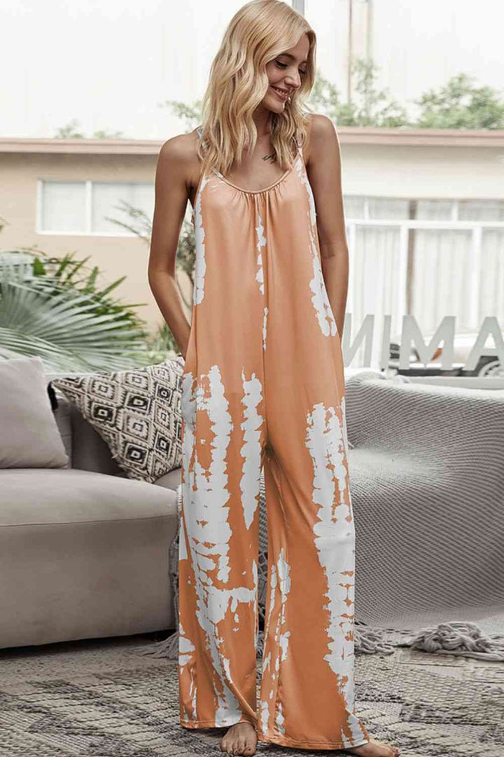 Tie-Dye Spaghetti Strap Jumpsuit with Pockets | 1mrk.com