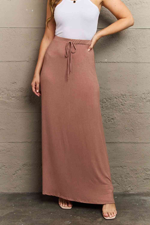 Culture Code For The Day Full Size Flare Maxi Skirt in Chocolate |1mrk.com