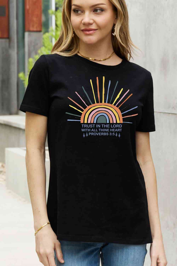 Simply Love Full Size Rainbow Graphic Cotton Tee | 1mrk.com