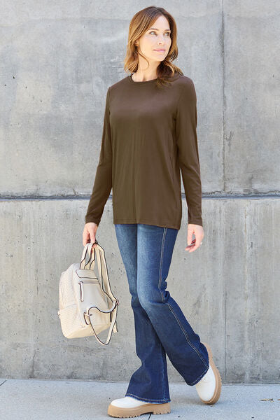 Basic Bae Full Size Round Neck Long Sleeve Top | 1mrk.com