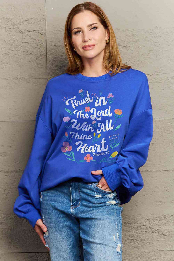 Simply Love Full Size Flower Slogan Graphic Sweatshirt |1mrk.com