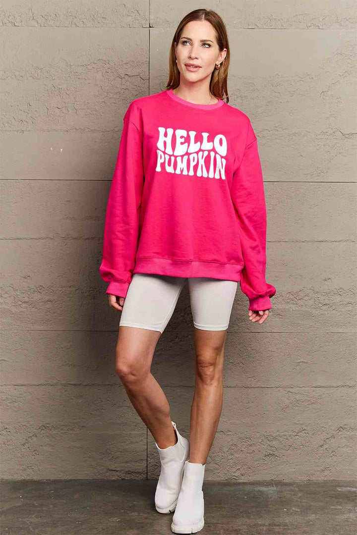 Simply Love Full Size HELLO PUMPKIN Graphic Sweatshirt |1mrk.com