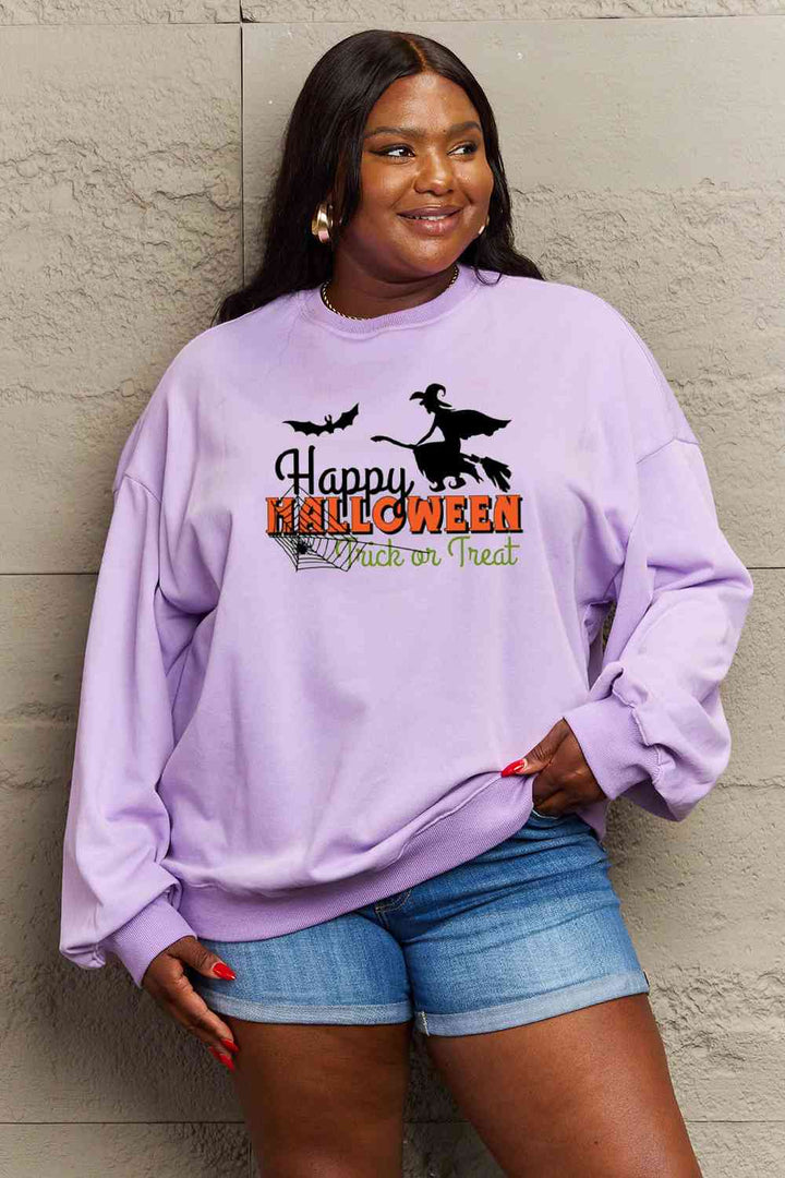 Simply Love Full Size HAPPY HALLOWEEN TRICK OR TREAT Graphic Sweatshirt |1mrk.com