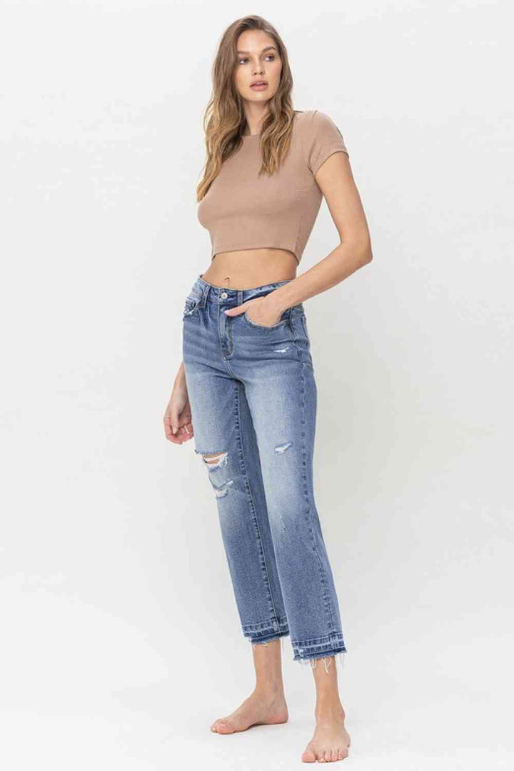 Lovervet Full Size Lena High Rise Crop Straight Jeans | 1mrk.com