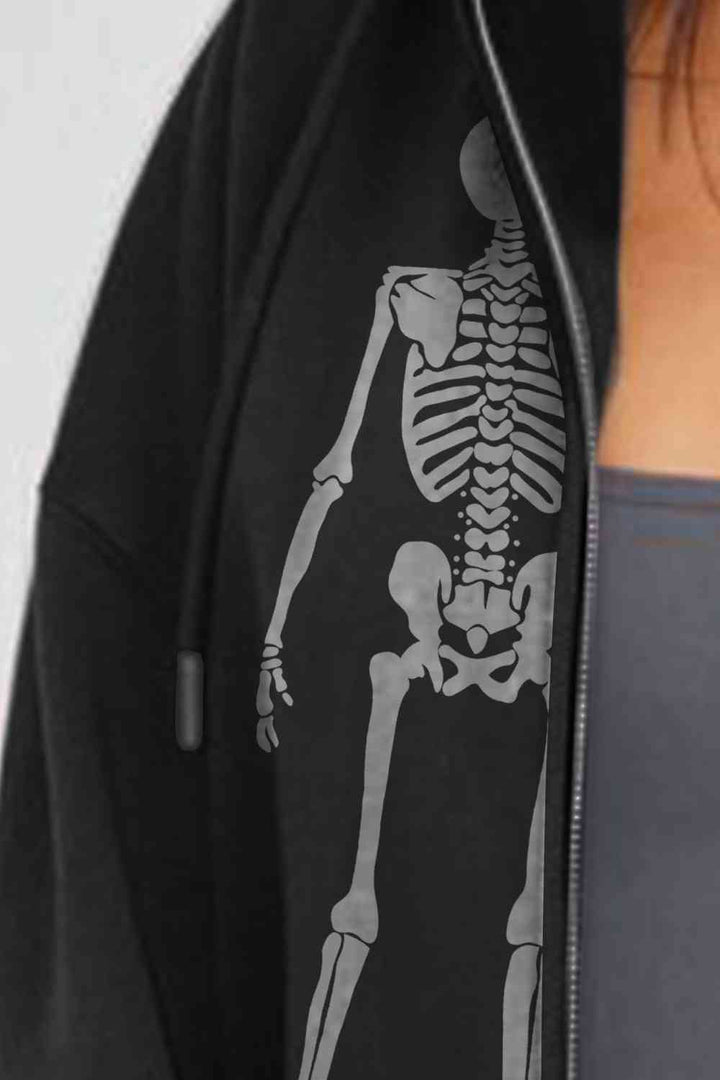 Simply Love Full Size Skeleton Graphic Hoodie | 1mrk.com