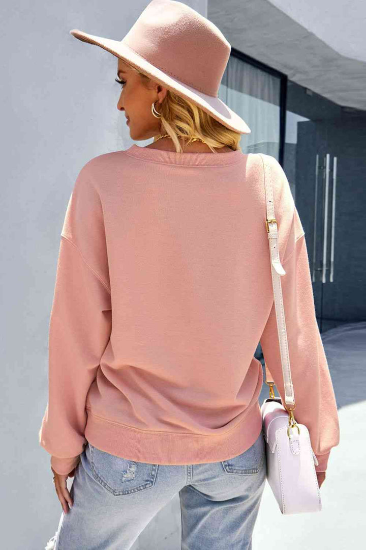 Dropped Shoulder Balloon Sleeve Sweatshirt |1mrk.com