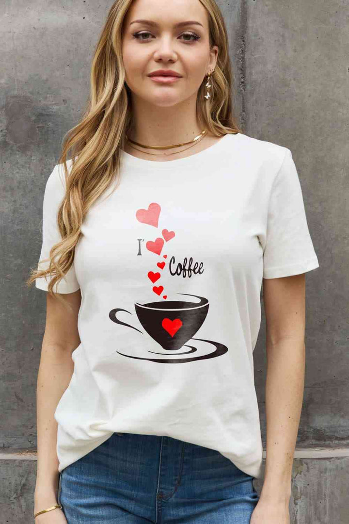 Simply Love Full Size I LOVE COFFEE Graphic Cotton Tee | 1mrk.com