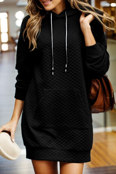 Drawstring Hooded Long Sleeve Mini Dress | 1mrk.com