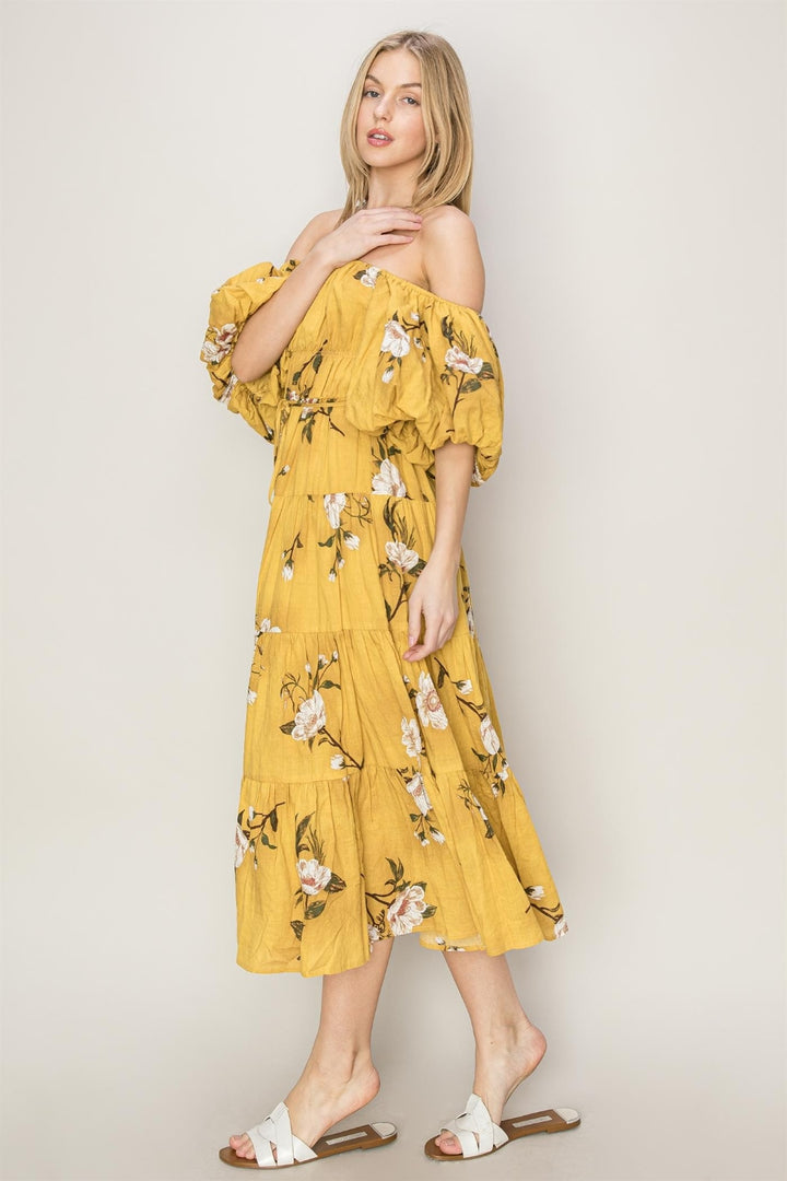 HYFVE Floral Puff Sleeve Tiered Dress | Trendsi