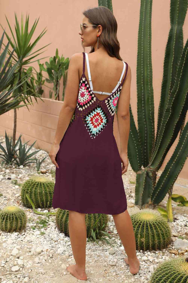 Openwork Sleeveless Embroidery Dress |1mrk.com