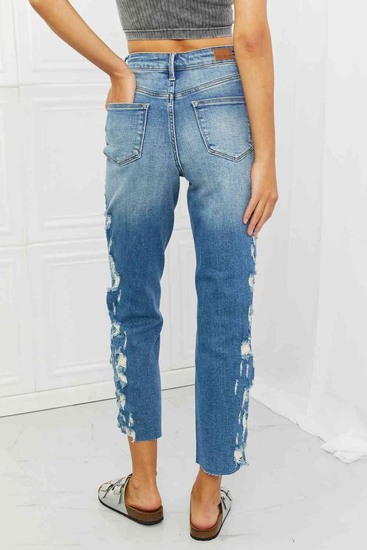 Judy Blue Laila Full Size Straight Leg Distressed Jeans | 1mrk.com