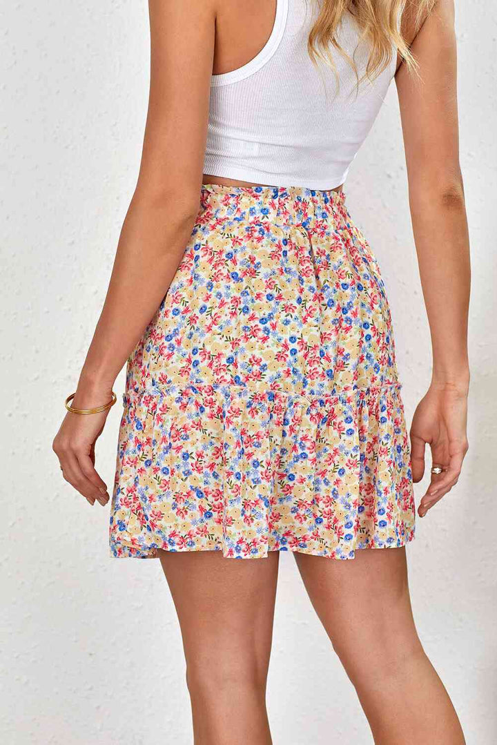 Floral Print Elastic Waist Skirt |1mrk.com