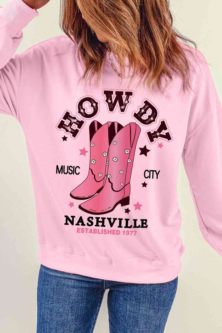 Cowboy Boots Graphic Dropped Shoulder Sweatshirt |1mrk.com