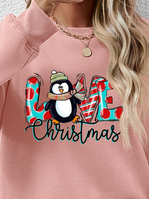 LIVE CHRISTMAS Drop Shoulder Round Neck Sweatshirt |1mrk.com