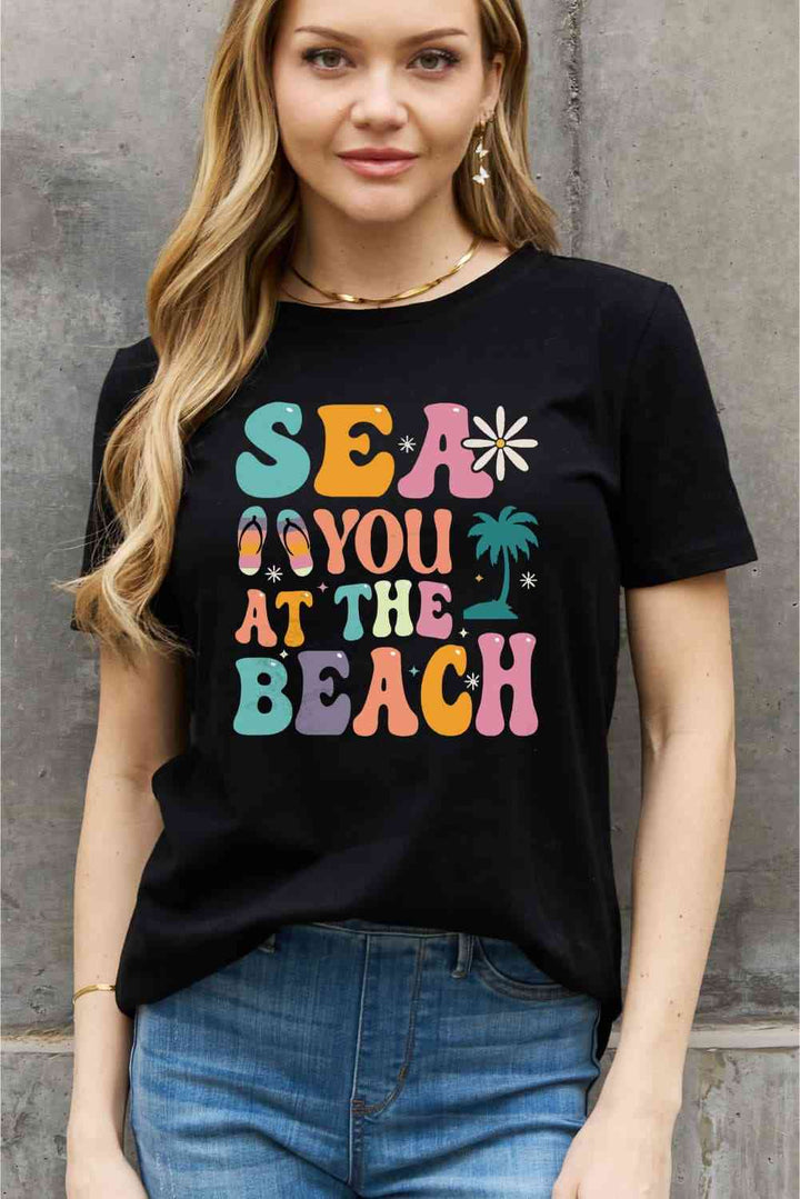 Simply Love Full Size SEA YOU  AT THE  BEACH Graphic Cotton Tee | 1mrk.com