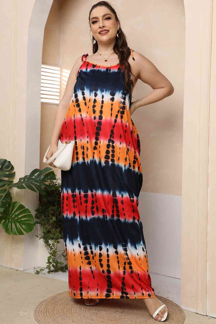 Plus Size Tie-Shoulder Maxi Dress |1mrk.com