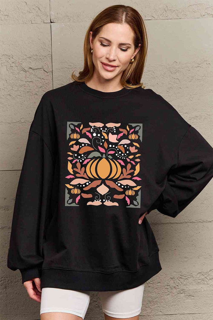 Simply Love Full Size Graphic Dropped Shoulder Sweatshirt |1mrk.com