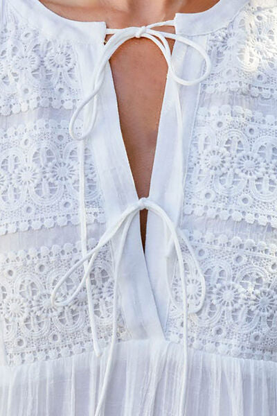 Lace Detail Tie Neck Mini Dress | 1mrk.com