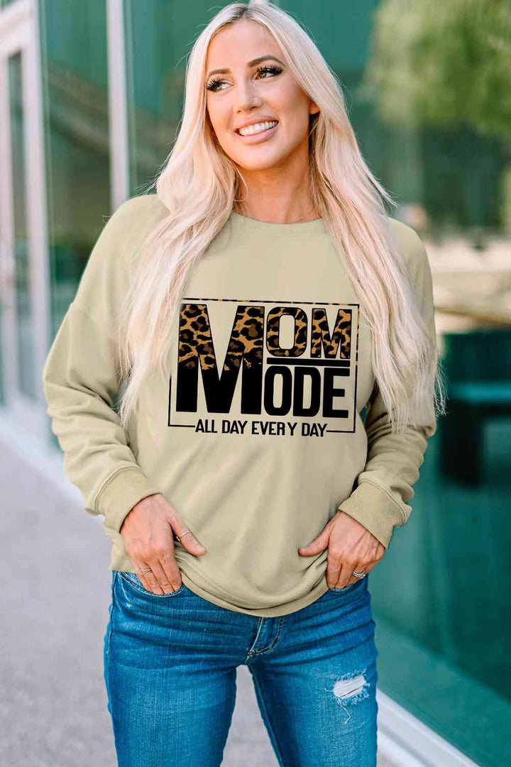 Letter Graphic Leopard Dropped Shoulder Sweatshirt |1mrk.com