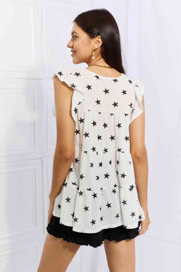 Heimish Shine Bright Full Size Butterfly Sleeve Star Print Top | 1mrk.com