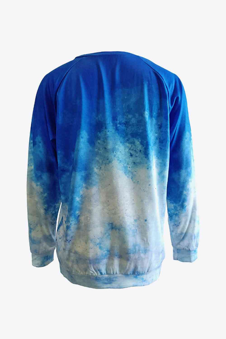 Tie-Dye Butterfly Graphic Raglan Sleeve Sweatshirt |1mrk.com