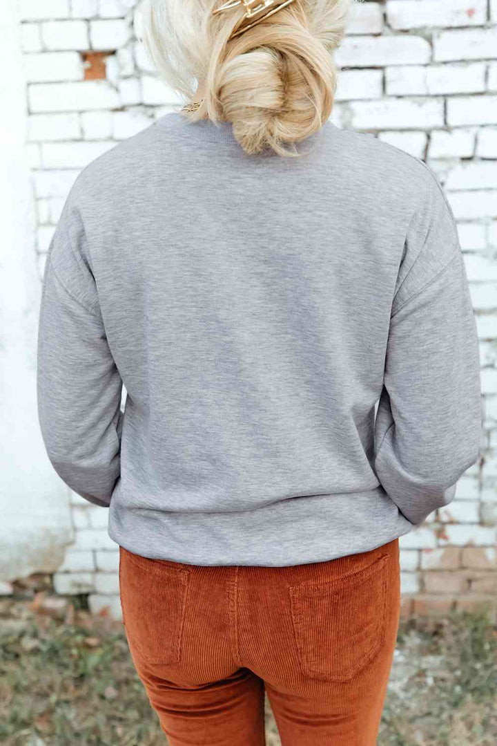 Graphic Dropped Shoulder Round Neck Sweatshirt |1mrk.com