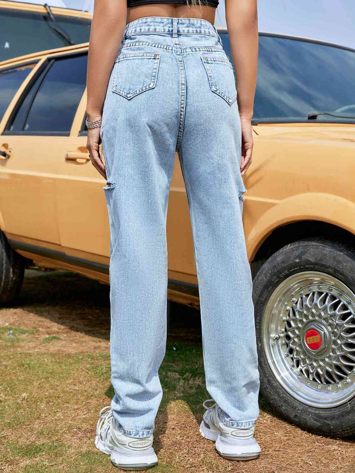 Distressed Straight Leg Jeans | 1mrk.com