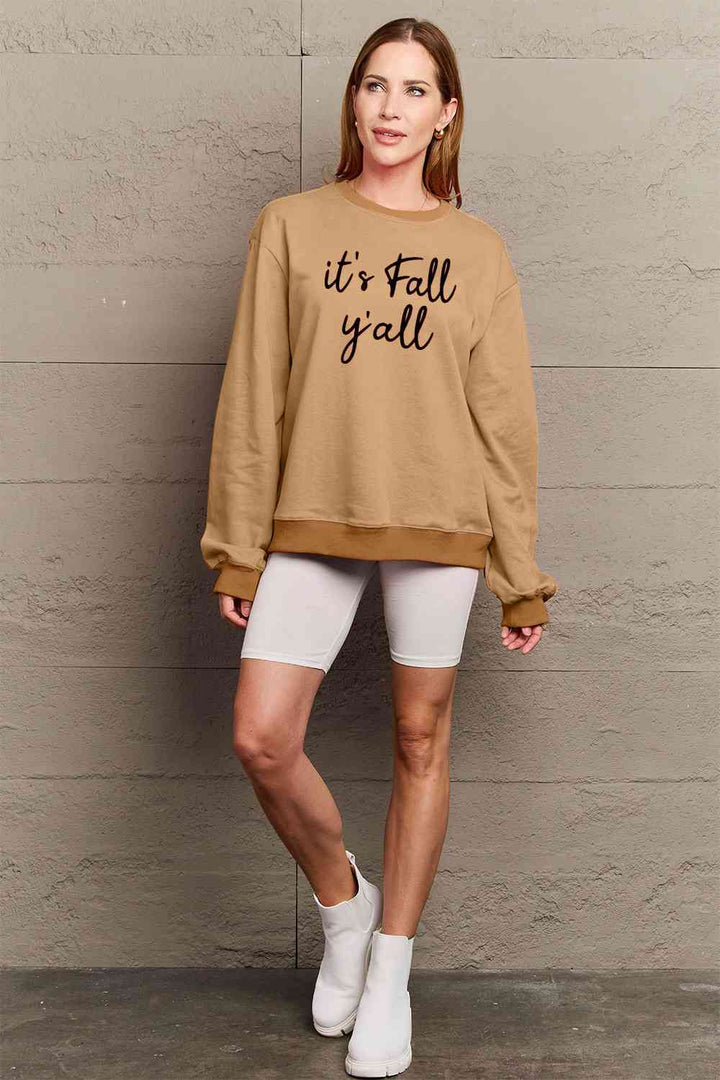 Simply Love Full Size IT'S FALL Y'ALL Graphic Sweatshirt |1mrk.com